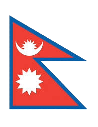 Flag of Nepal with red background and white stylized moon and sun